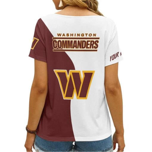 Washington Commanders Personalized V-neck Women T-shirt