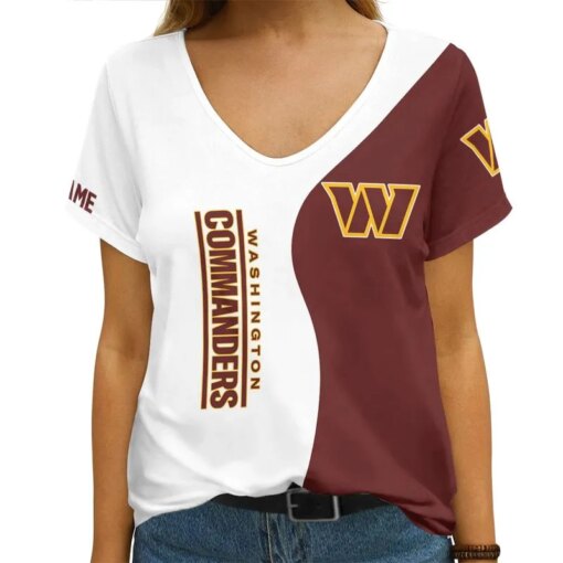 Washington Commanders Personalized V-neck Women T-shirt