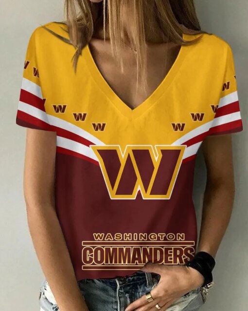 Washington Commanders Personalized V-neck Women T-shirt