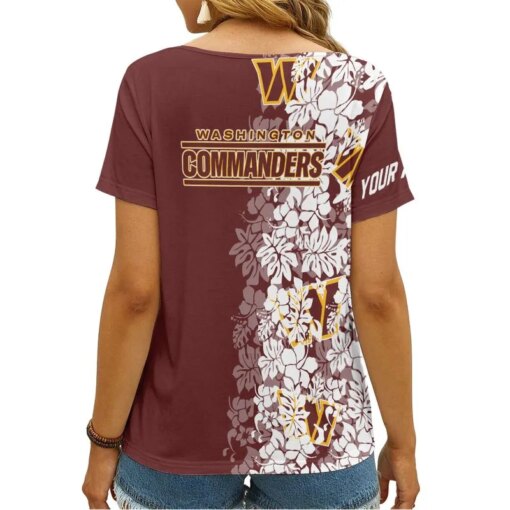 Washington Commanders Personalized V-neck Women T-shirt