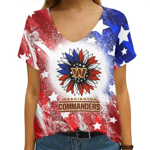 Washington Commanders V-neck Women T-shirt