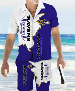 Baltimore Ravens Combo Hawaiian Shirt and Shorts AZBTHWSS000145