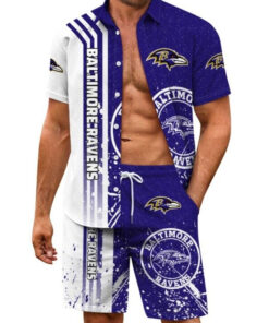 Baltimore Ravens Combo Hawaiian Shirt and Shorts AZBTHWSS000149