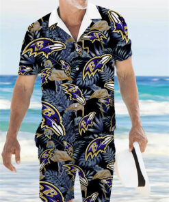 Baltimore Ravens Combo Hawaiian Shirt and Shorts AZBTHWSS000151