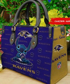 Baltimore Ravens Stitch Personalized Leather Hand Bag BBLTHB879