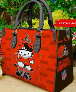 Cleveland Browns Kitty Personalized Leather Hand Bag BBLTHB897