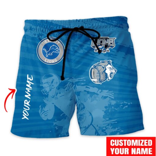 Detroit Lions Combo Hawaiian Shirt and Shorts HSAS0024