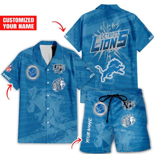 Detroit Lions Combo Hawaiian Shirt and Shorts HSAS0024