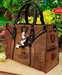 Las Vegas Raiders Personalized Leather Hand Bag BBLTHB872