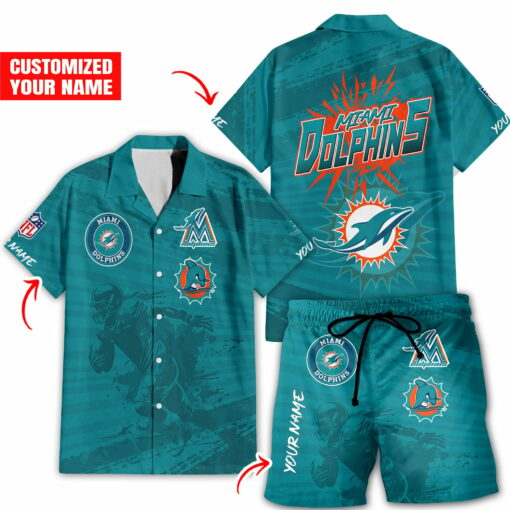 Miami Dolphins Combo Hawaiian Shirt and Shorts HSAS0031