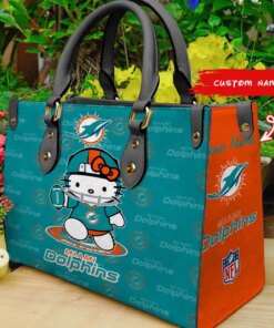 Miami Dolphins Kitty Personalized Leather Hand Bag BBLTHB886