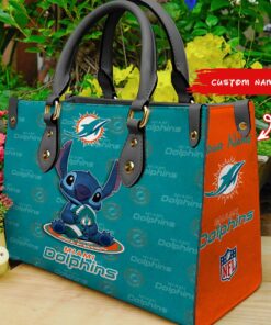 Miami Dolphins Stitch Personalized Leather Hand Bag BBLTHB885