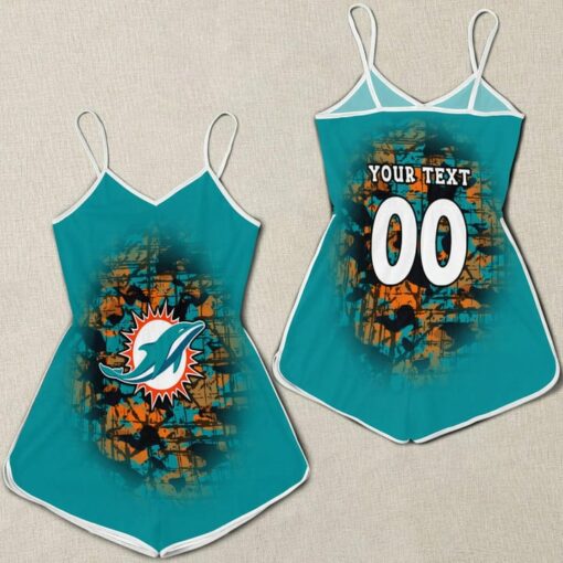 Miami Dolphins Women Romper Jumpsuit 3D Printed S017