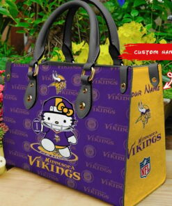 Minnesota Vikings Kitty Personalized Leather Hand Bag BBLTHB893