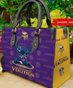 Minnesota Vikings Stitch Personalized Leather Hand Bag BBLTHB880