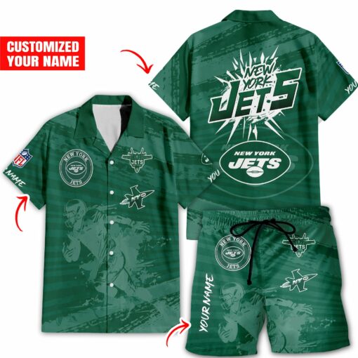 New York Jets Combo Hawaiian Shirt and Shorts HSAS0012