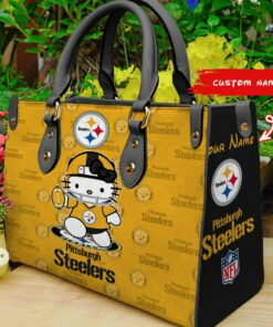 Pittsburgh Steelers Kitty Personalized Leather Hand Bag BBLTHB891