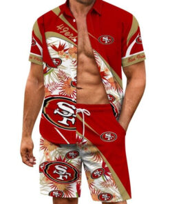 San Francisco 49ers Combo Hawaiian Shirt and Shorts AZBTHWSS000039