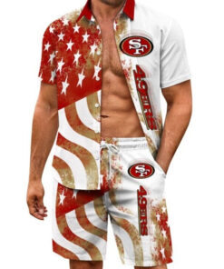 San Francisco 49ers Combo Hawaiian Shirt and Shorts AZBTHWSS000044