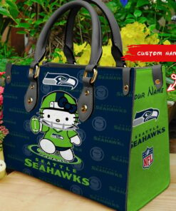 Seattle Seahawks Kitty Personalized Leather Hand Bag BBLTHB894